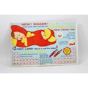 Odd Vintage Advertisement Postcard Punch Card for Rubber Face Spankin Sue Doll